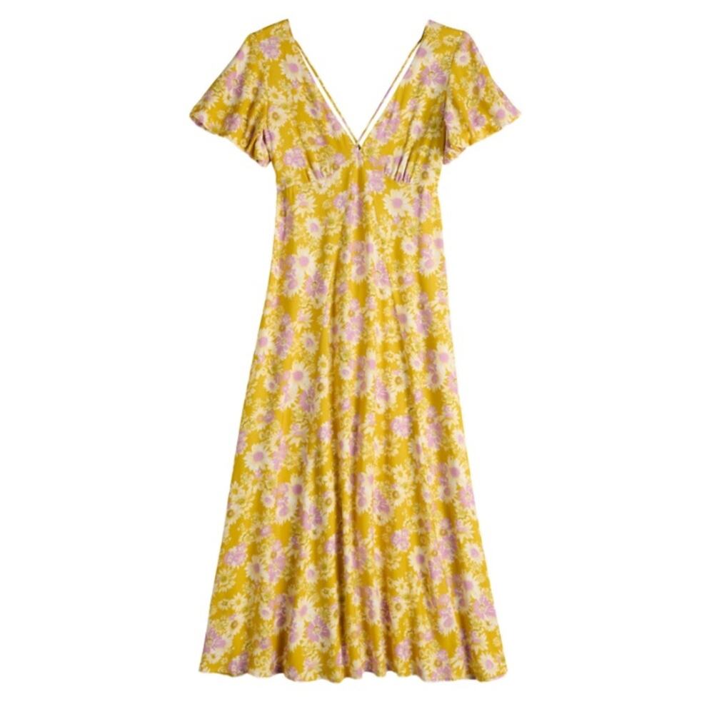 Juniors' Rewind V-Neck Strappy Back Midi Dress Size XS - Picture 1 of 8